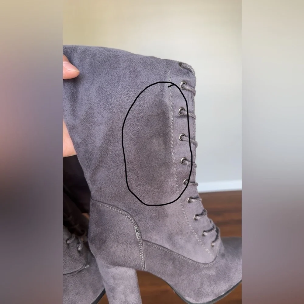 Refresh Gray Over-the-Knee Boots with Suede Finish